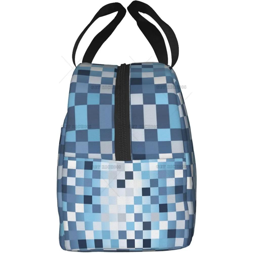 Blauer Pixel Männer Frauen Erwachsene Frohes Thanksgiving Halloween Lunchtasche Snacktasche für Arbeit Büro Outdoor Picknick Wasserdicht