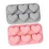 6 Holes Silicone Chocolate Molds Heart Shape Non-Stick Kitchen Baking Pans Fondants Molds for Making Candy Jelly Muffins