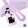 Creative Cat Ears Wave Card Holder Student Campus Card Tag Badge Bag Sliding Cover ABS ID Cover Protective Cover