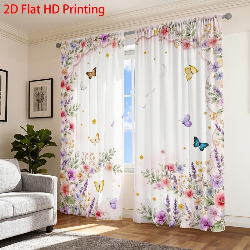 2PCS Digital Printed Curtains, Dream Mirror Colorful Flowers Psychedelic, Window Drapes for Living Room Bedroom Home Decoration