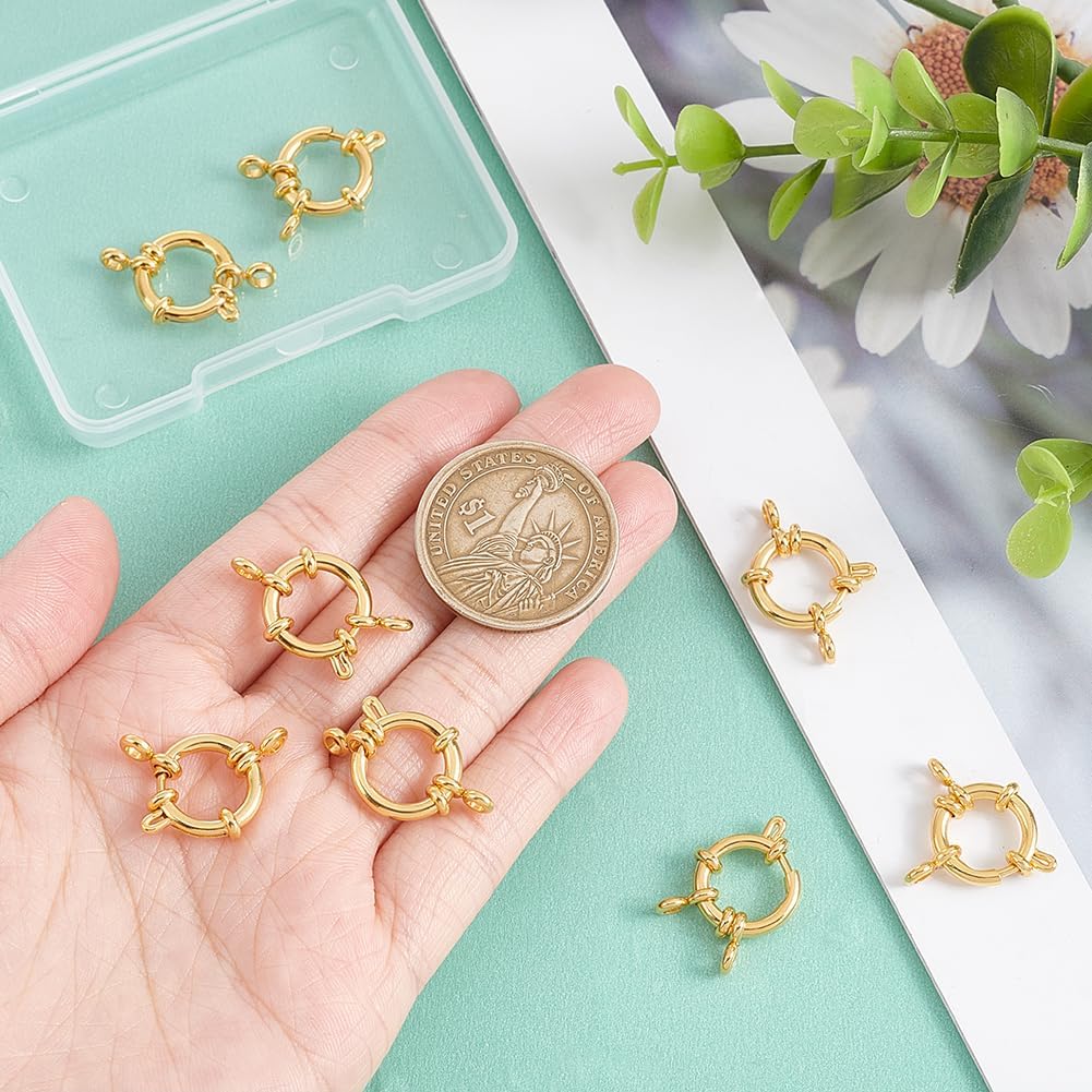 UNICRAFTALE 8pcs Golden Spring Clasps Stainless Steel Spring Ring Clasps Closed Ring Clasps Smooth Surface Clasp Connector Findings for DIY Jewelry