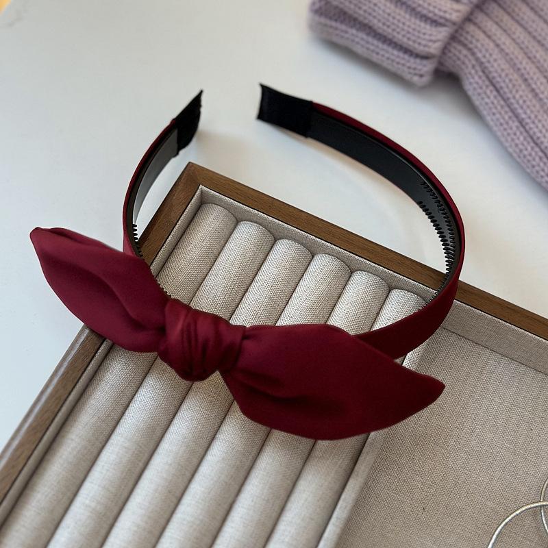 Ins Women's And Girls Side Satin Bow Knot Headband Non Slip Toothed Plastic Hoop Fashion Female Party Shopping Hair Accessory