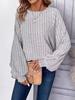 2025 Women's Chic Ribbed Lantern Sleeve Top - Comfortable Casual Solid Color for Autumn/Winter