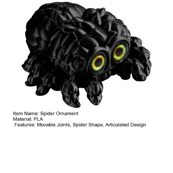 Halloween 3D Printed Spider Figurine Movable Joints Spider Figure Fidget Toy Articulated Spider Model Decoration Home Office Desktop Ornament