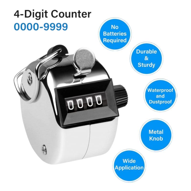 4 Mechanical Digit Handheld Manual Number Tally Counter Numbers Clicker Digital Finger Tally Counter Promotional Gift
