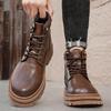 Luxury Men Ankle Boots Retro British High-top Men Boots Fashion High Quality Leather Shoes  New Outdoor Men Motorcycle Boots