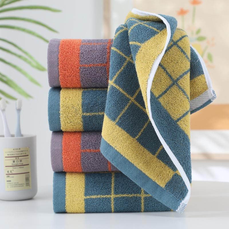 Checkerboard Cotton Bath Towel for Face and Body, Suitable for Household Use, Gentle and Soft, Absorbs Water Well, Gift Towel