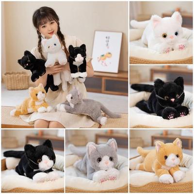 White/ Gray Simulated Cat Plush Toy Plush Plush Cat Doll Plush Kitten Pillow  Children