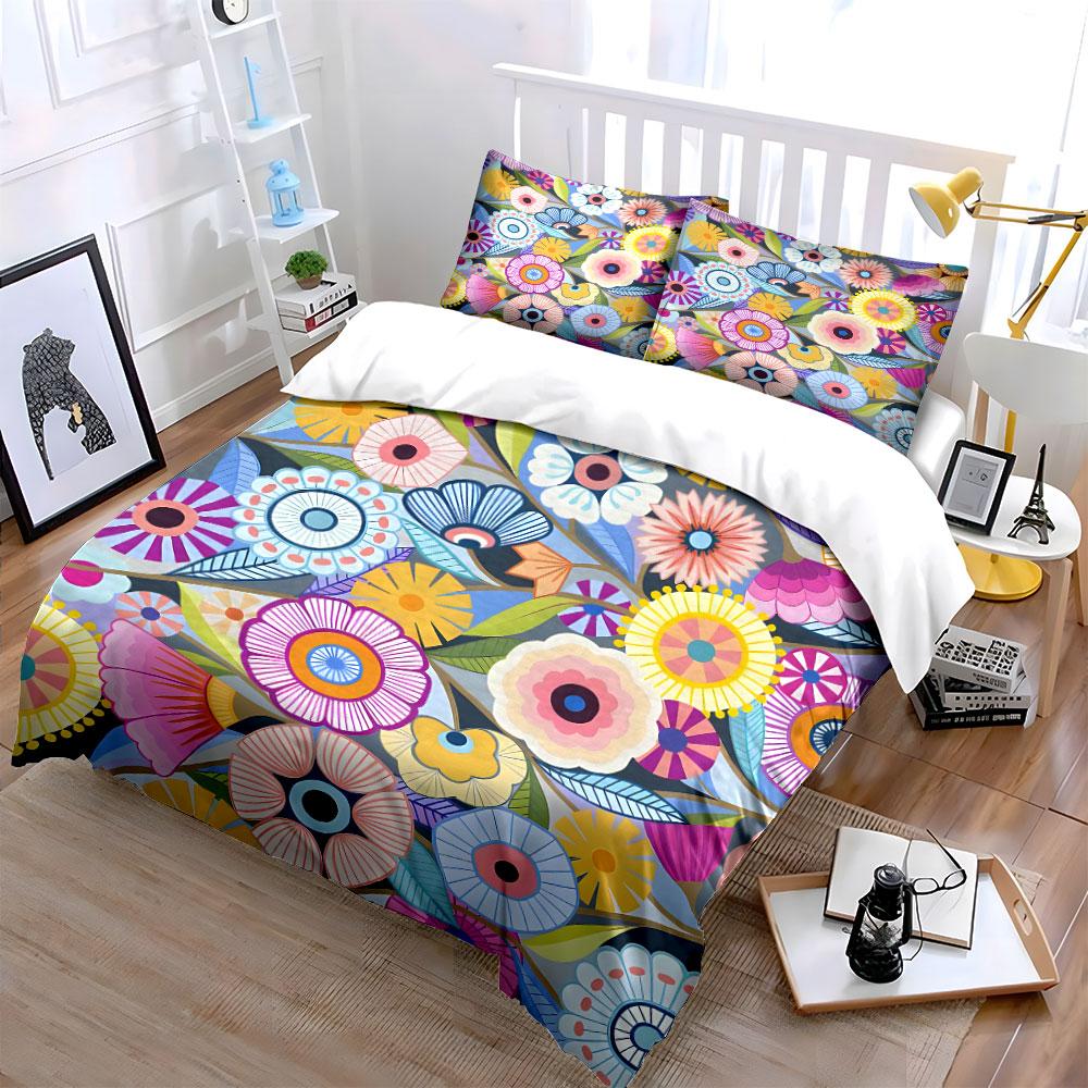 Floral Pattern Home Decor Set Multiple Sizes Kid'S And Adults' Bedroom Exquisite 3Pc Bedding Set, Gift