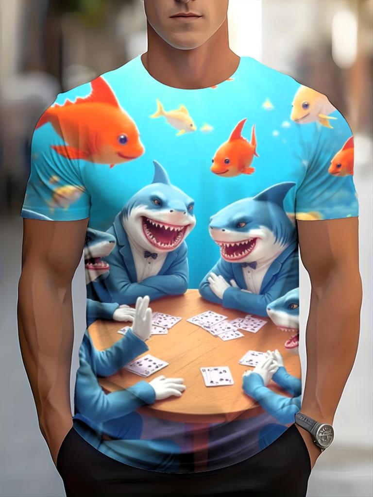 Funny Coffee Chicken T-shirt Men 3D Cartoon Rooster Print Short Sleeve Casual Summer Tops Men's Clothes