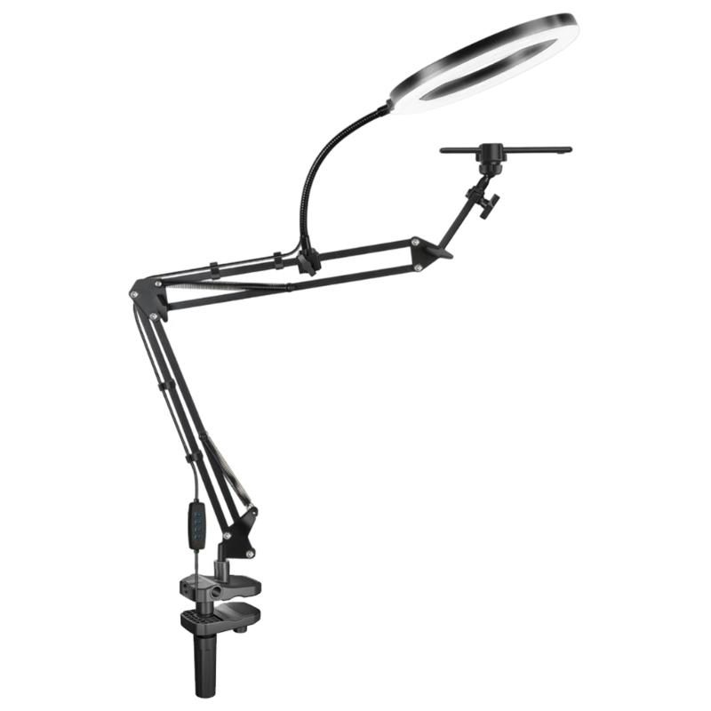 Adjustable Overhead Phone Mount With Rings Light Camera Arm Stand for Video Recording Live Streaming Art Craft