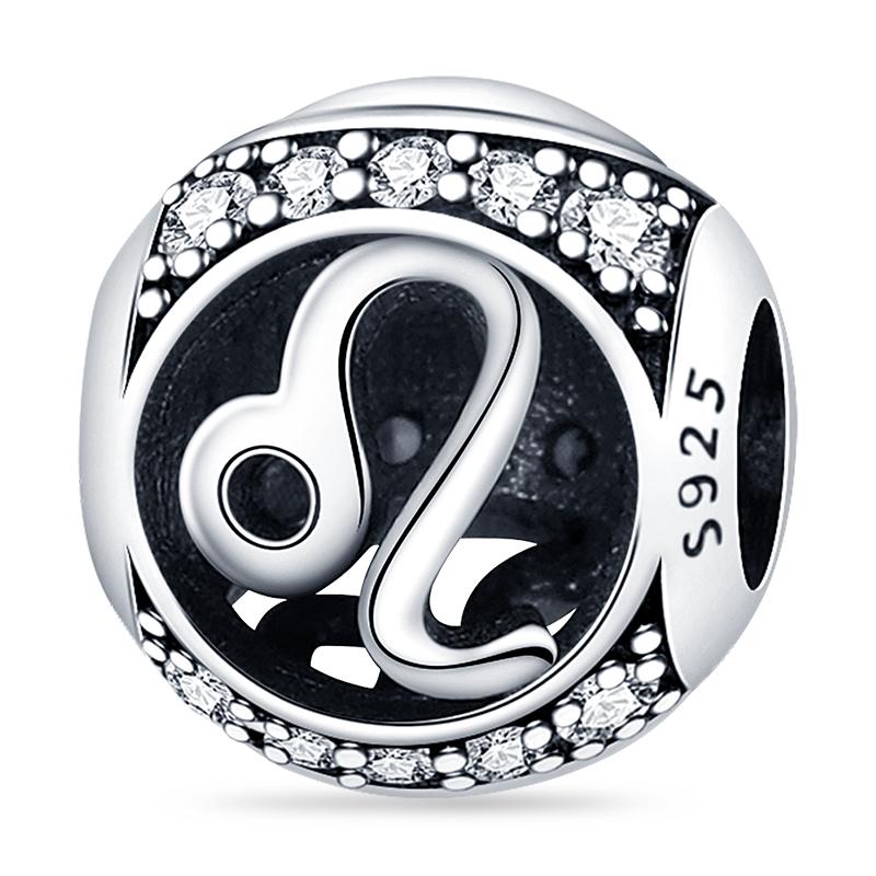 925 Silver Twelve Constellations Leo Aries Virgo Round Charms Beads Fit Qikaola Bracelets DIY Birthday Jewelry Gifts