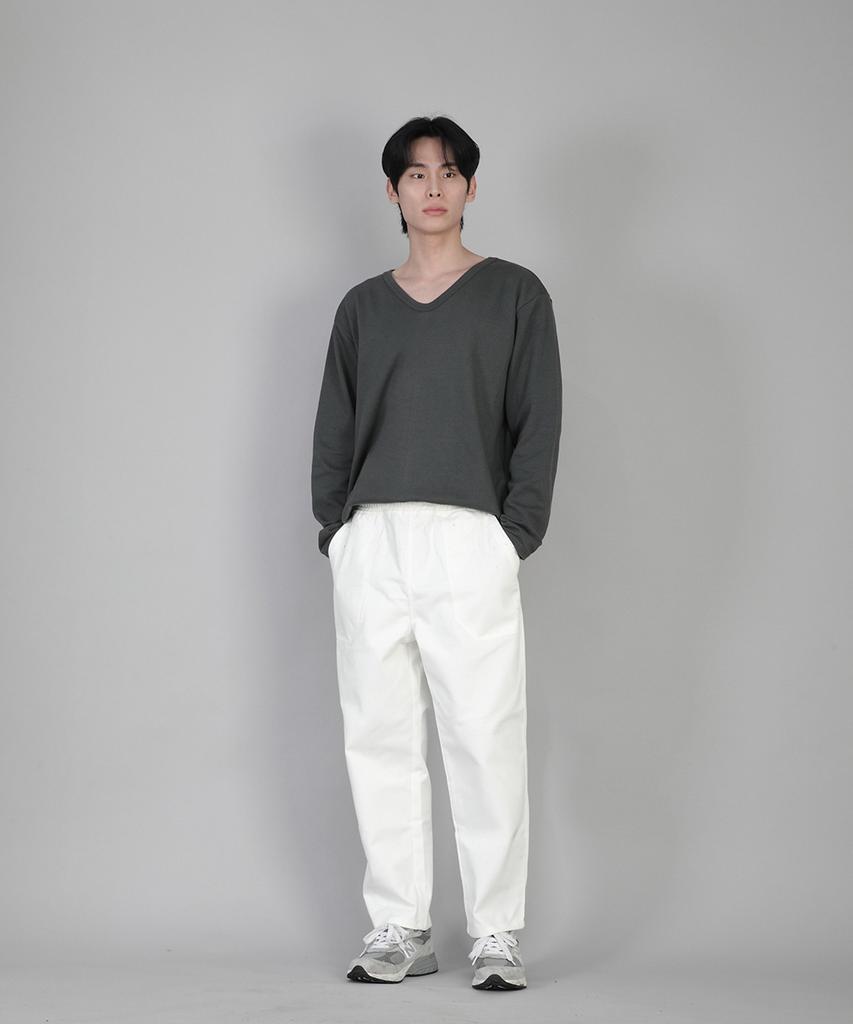 Seinteukeulu Ankle Drop Classic Fatigue Tapered Pants Aft-306 White