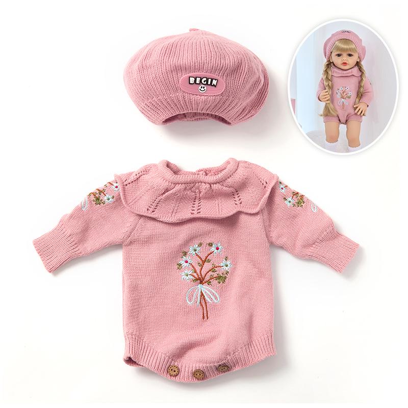 22-inch Reborn Doll Clothes Realistic Baby Autumn/Winter Outfit Girls Toy Dress-up Accessories Fits 55cm Doll Clothes