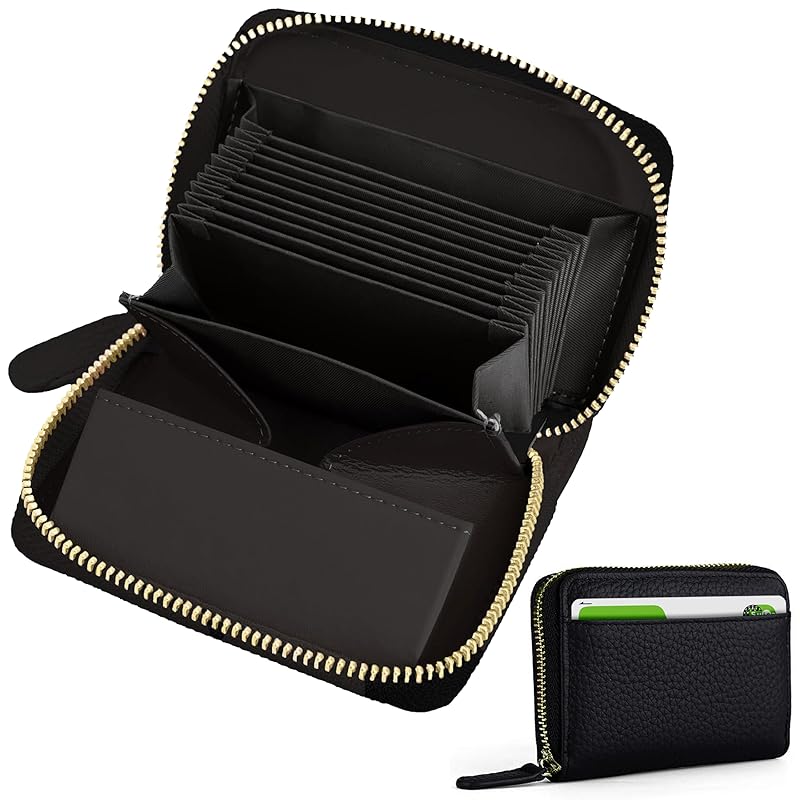 

[COCA-DG] mini wallet Store bills without folding them compact bi-fold large capacity Bellows card case box type coin purse YKK zipper genuine leather