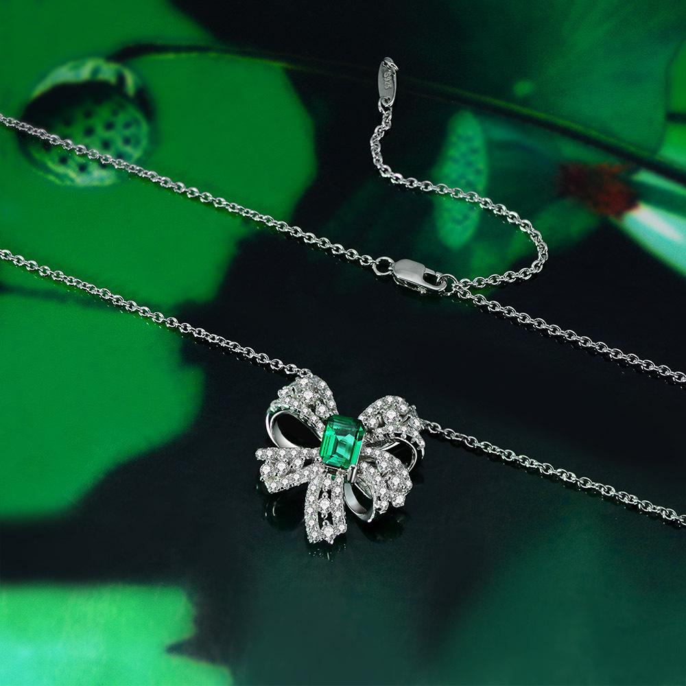 Gica Gema Emerald Necklaces With High Carbon Diamond 925 Sterling Silver 5*7mm Pendant Unique Design Romantic Fine Jewelry Wedding Party Gifts