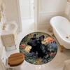 Floral Cat and Dog  Round Area Rug,Carpet Rug for Living Room Bedroom Sofa Playroom Decor,Non-slip Floor Mat