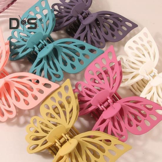 Large Hair Claw with Strong Grip Double-Layered Butterflies Shape Hair Clip Anti-slip Teeth Ponytail Clip Back Head Hair Claw