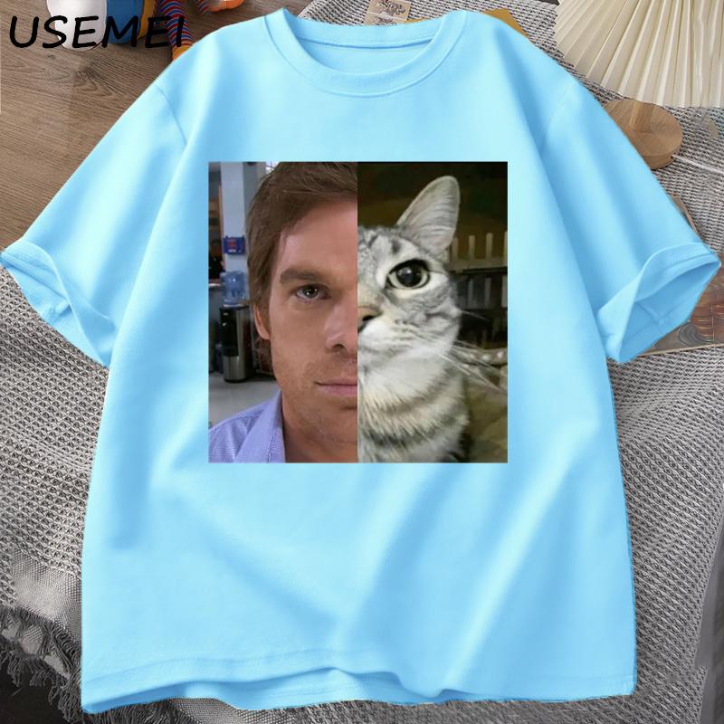 Dexter Morgan Cat T-shirts Funny Short Sleeve O Neck Tshirt Unisex Streetwear Mens Clothes Harajuku Printed T-shirt Tops