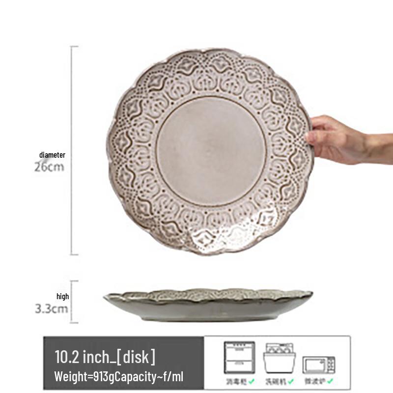 Linpan Japanese Retro Ceramic Dinner Plate