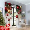 2D Flat Printing 2pcs Merry Christmas Party Curtains Red and Gold Ball Pine Branch Snowflake Versatile 100% Polyester Without