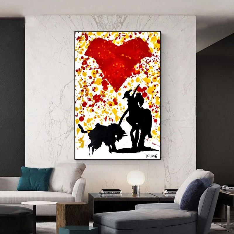 Pop Graffiti Art Heart Canvas Painting Abstract Street Art Posters and Prints Wall Art Picture for LivingRoom Home Decor No Frame