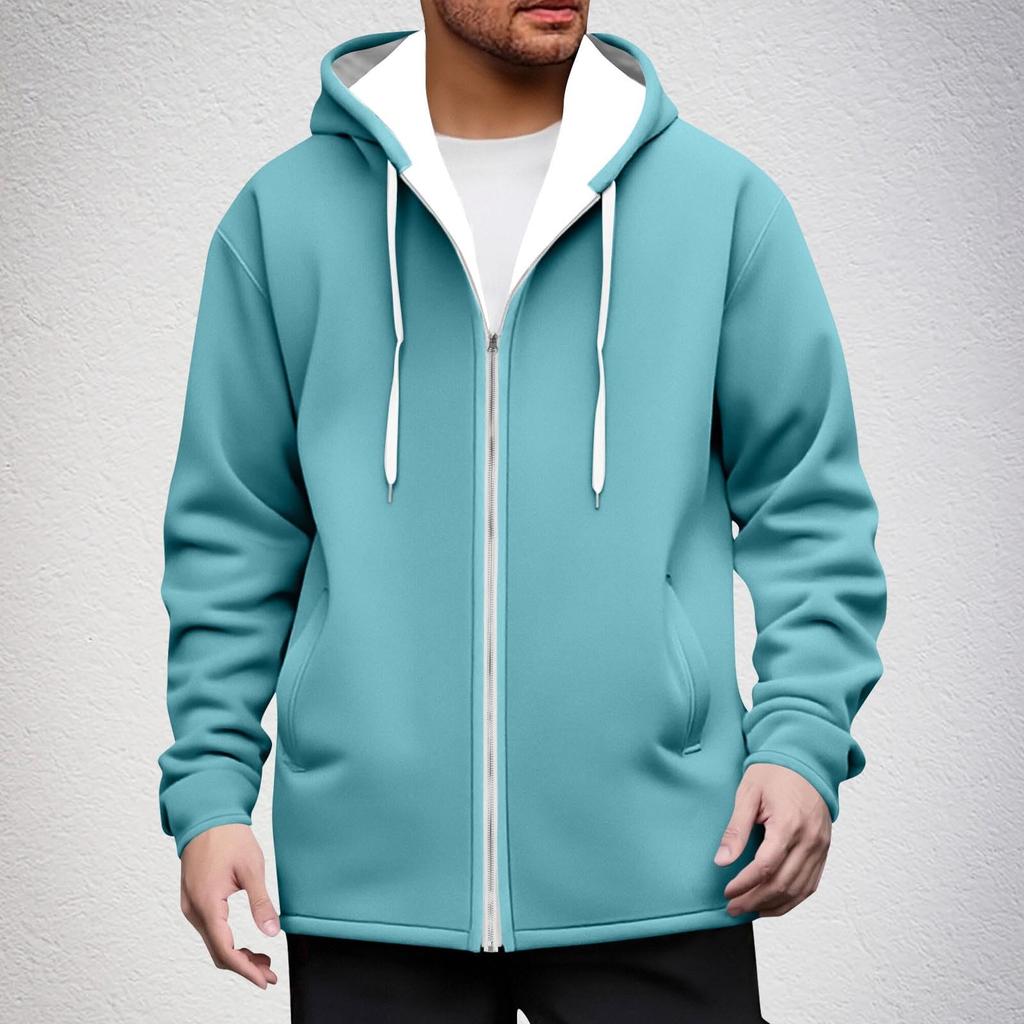 Felpa con cappuccio e zip casual da uomo con tasche