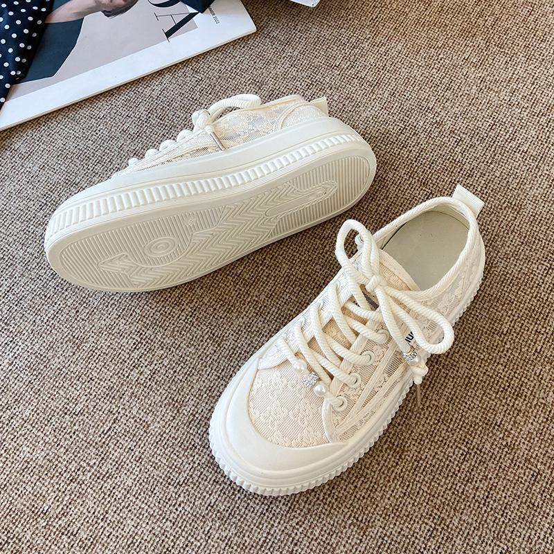 

2025-6 дышащие кружевные туфли-рыбаки женские летние женские туфли кеды 2025 новые модели с юбками универсальные женские туфли 40 бежевый