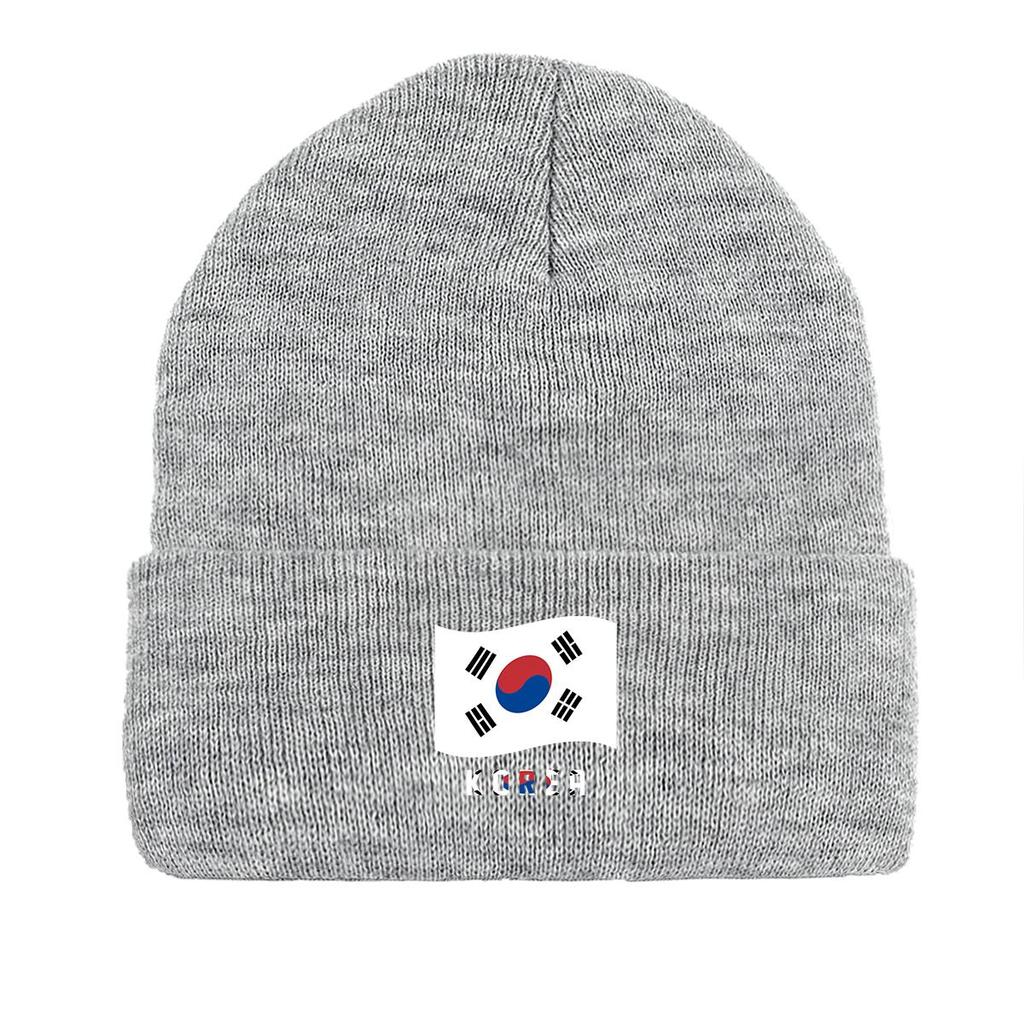 Flag of South Korea Warm Knit Cap Beanie, Patriotic Man Cap Cozy Cuff Headwear Gorro Knitted Cap Beanie