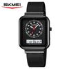 SKMEI 2466 Luxury Quartz Watch for Men Women Stainless Steel Digital Wristwatch Waterproof Dual Display Clock Girl Reloj Hombre