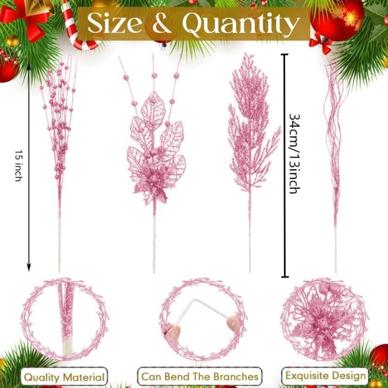 1Pc Glitter Artificial Berries Stems Christmas Decoration Xmas for Home Decor New Year Christmas Tree Wreath Ornaments Accessory