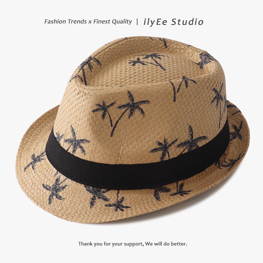 Men's and Women's Summer Straw Fedora - Sunshade Panama Beach Hat with Sunscreen Protection