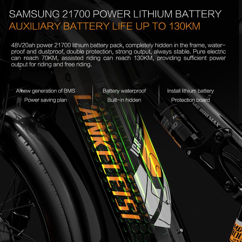 LANKELEISI MG800MAX Dualmotor 2000W Elektrisches Mountainbike, 48V 20Ah 26" Fat Tire Vollfederung All-Terrain E-Bike