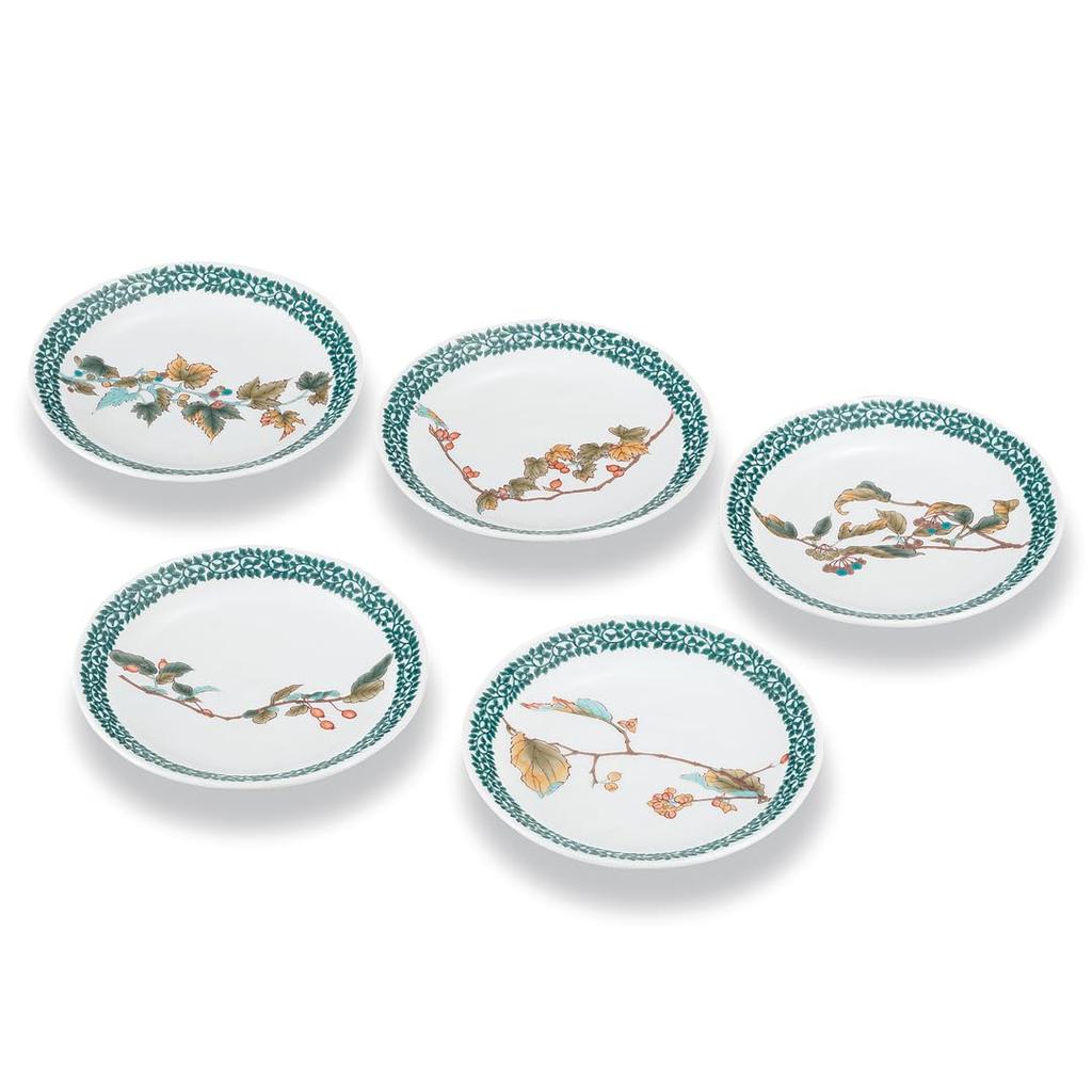 Kutani Ware Iwataya Plate Set with Different Nut Designs 5.8-inch AP7-0116