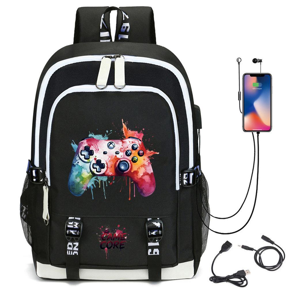 Digital Printing Gamepad Pattern Backpack Cartoon Elementary School Bag Large Capacity Usb Backpack