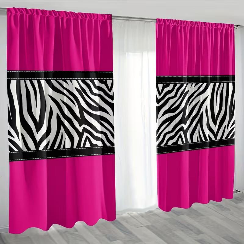 2 Pcs Pink Leopard Print Print Curtains,suitable for Bedroom,living Room Kitchen Decoration,home Decoration,window Decoration