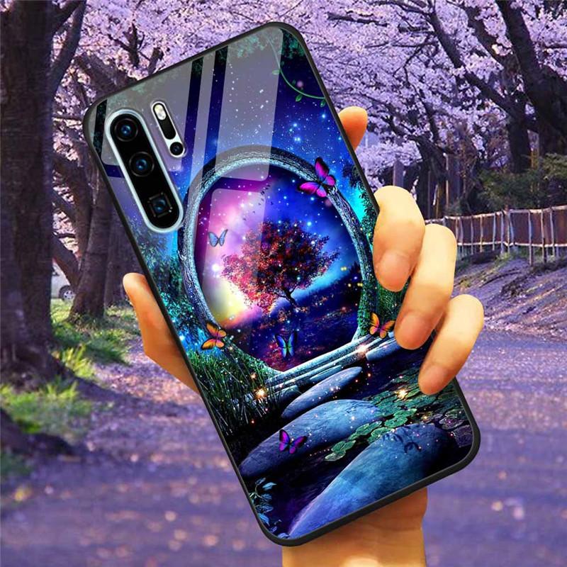 Phone Cover For Huawei P30 Pro Lite Case Tempered Glass Space Wolf Lion Funda for HUAWEI P30 Lite Luxury Cases P30Pro P 30 Cat