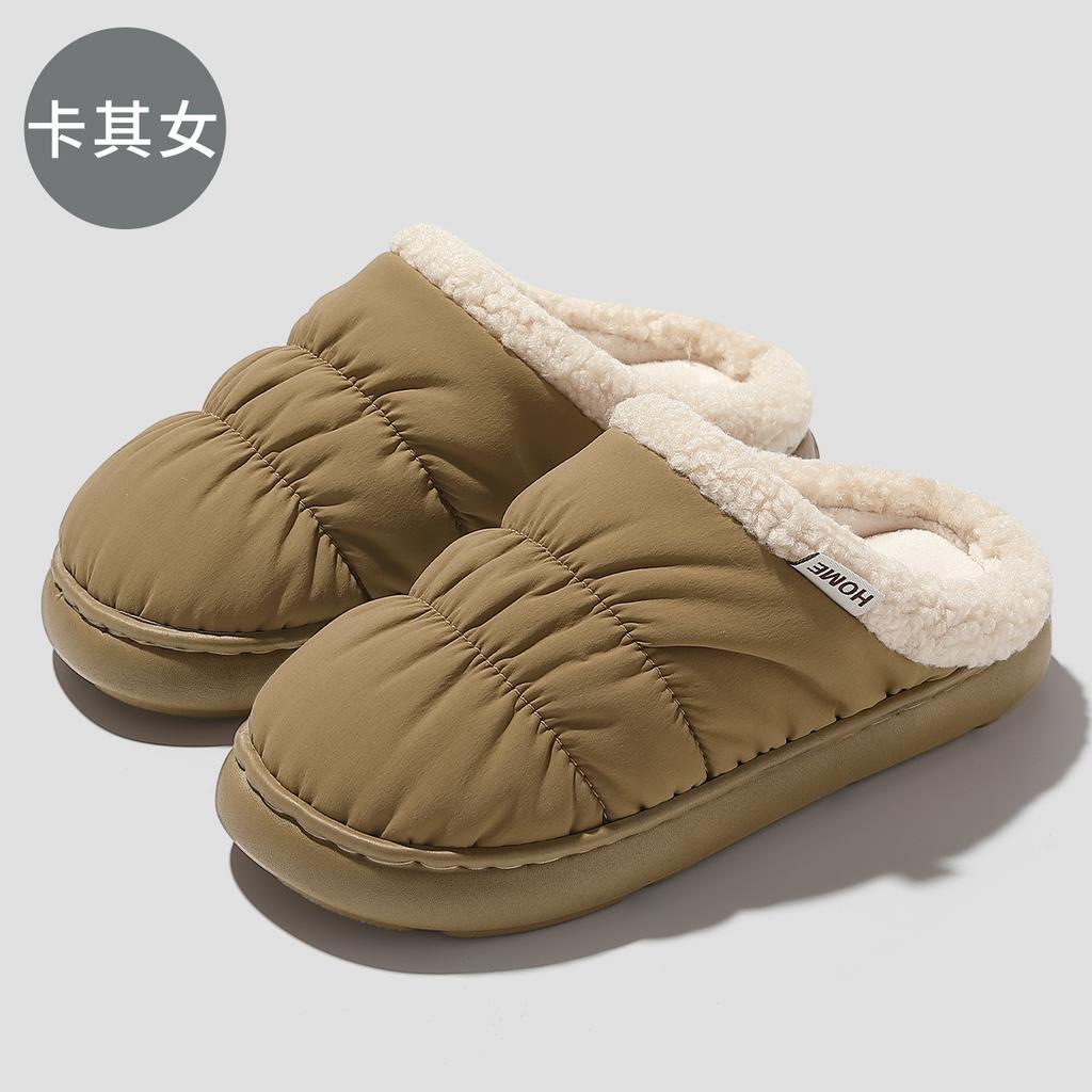 Waterproof cotton slippers winter comfortable baotou home indoor couple soft bottom non-slip wear-resistant cotton mop