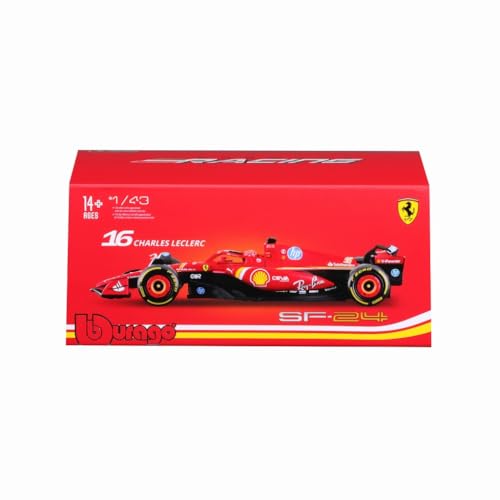 Burago 1/43 Scale Ferrari SF-24 2024 Imola GP No. 16 with C. Leclerc Driver, Finished Model, 18-36843LI
