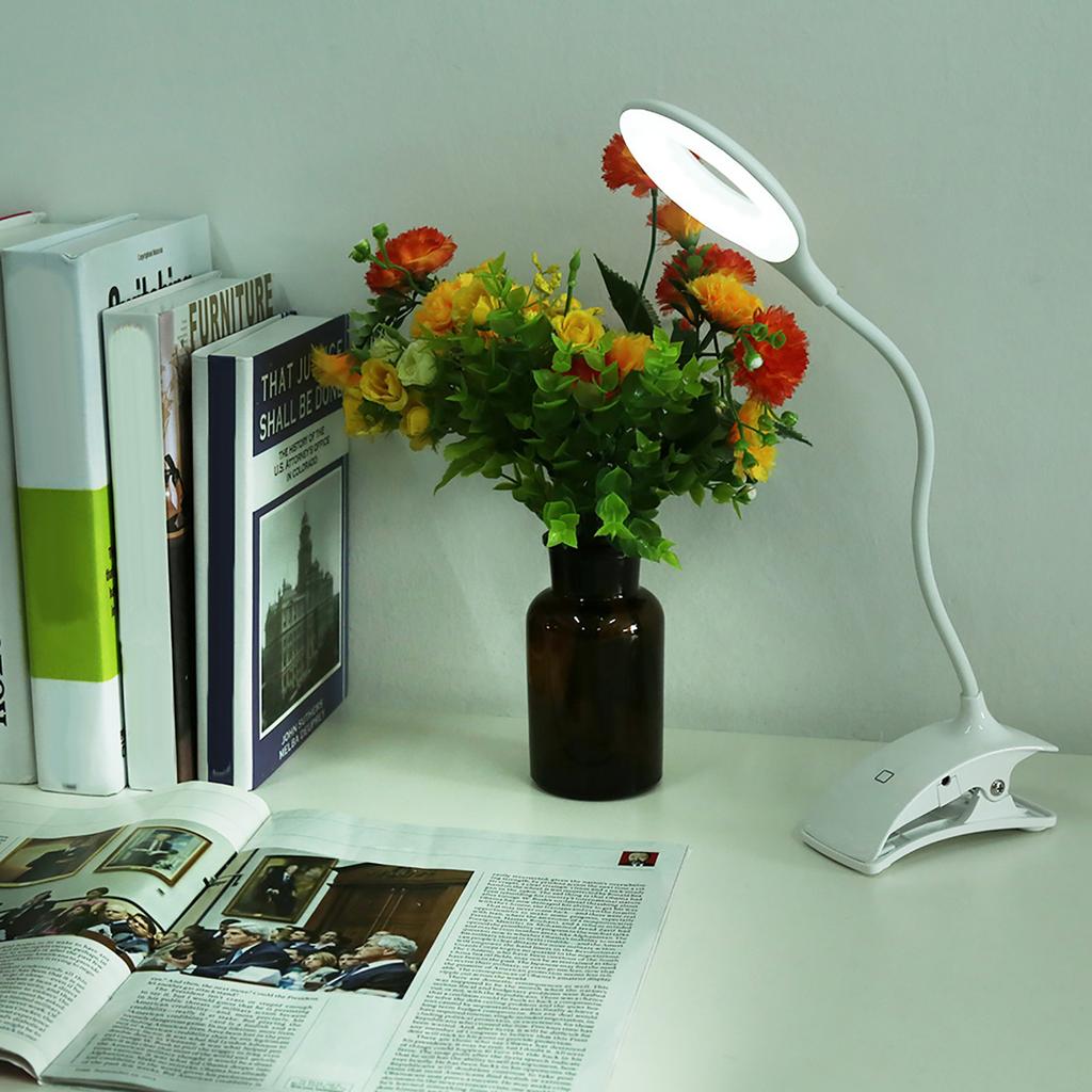 Rechargeable Clip on Clamp LED Lights Desk Table Lamp Eye Care for Reading Study Lighting