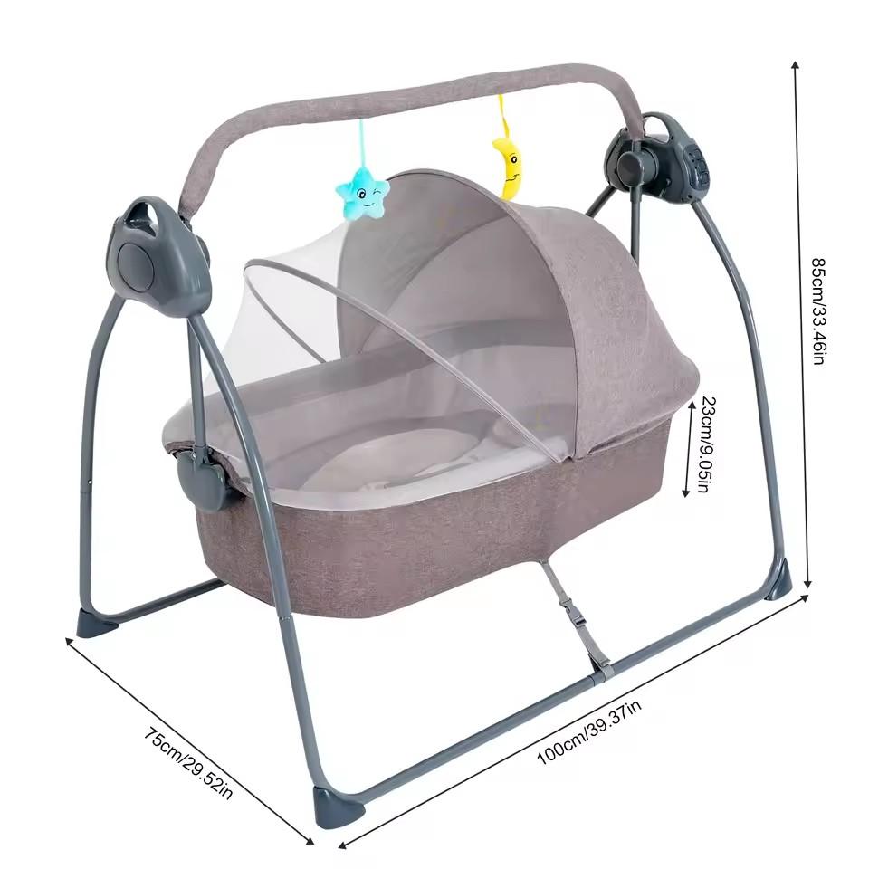 Baby Cradle Swing 5 Speed Electric Stand Rocking Chair Bed with Remote Control Musical Sleeping Basket for 0-18 Months Babies