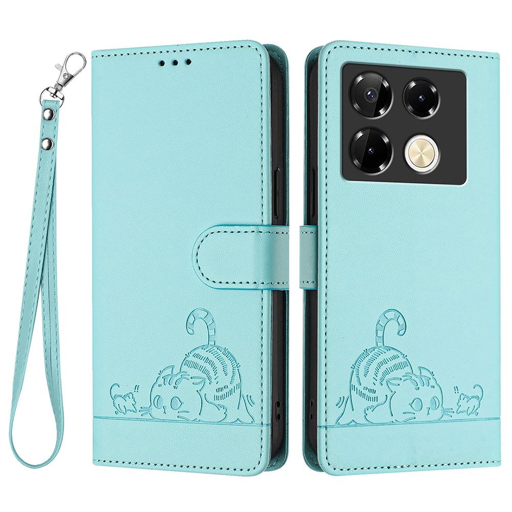 For Infinix Note 40 Pro 5G Case with Strap RFID Blocking Leather Wallet Phone Cover Cat Mouse Pattern
