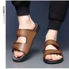 Summer Fashion Leather Slippers for Men Outdoor Beach Men's Sandals Designer New Hollow Soft Soled Slip-on Flip Flops Shoes Male