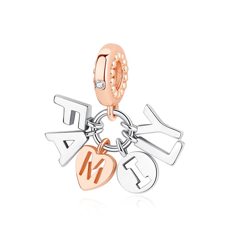 Original 925 Sterling Copper Charms Family Tree Love Heart Mom Pendant Beads Fit Brand Bracelets Necklaces Women DIY Zircon