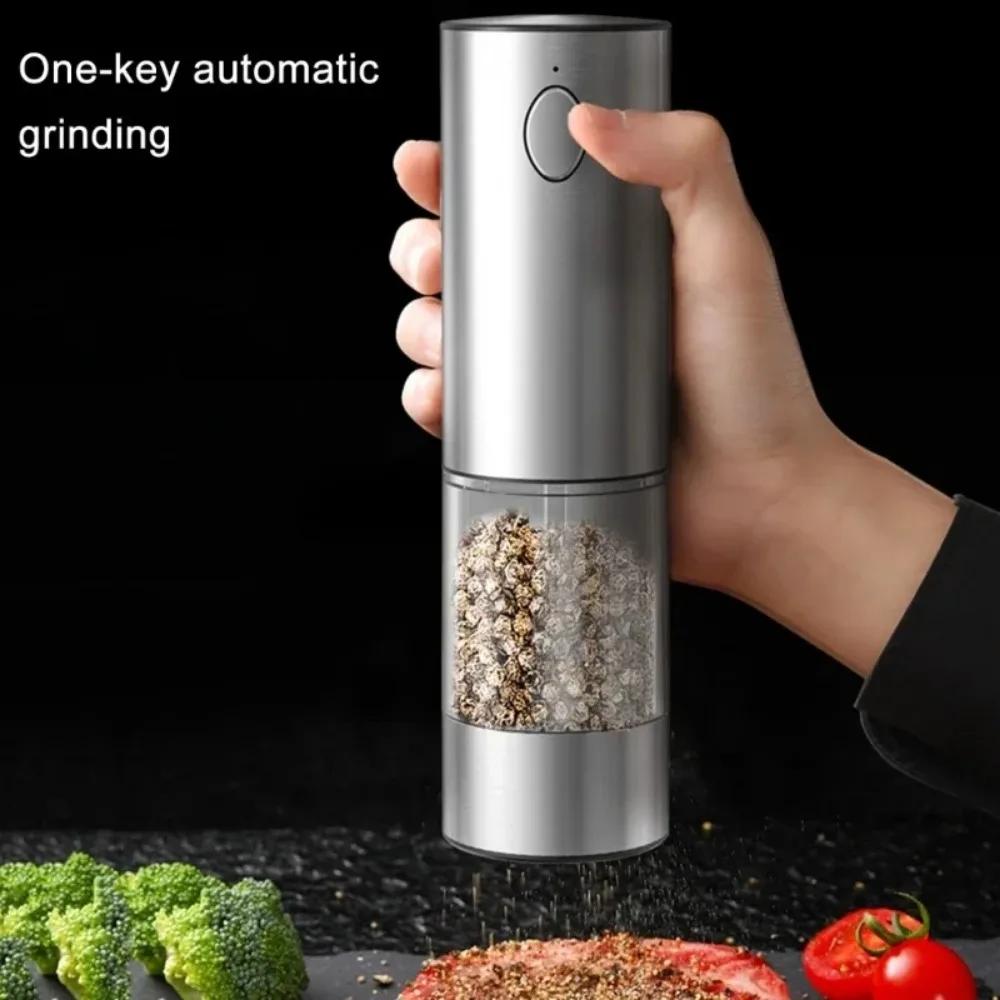 USB Rechargeable Salt Grinder Peppers Spices Mill Electric Automatic Salt and Pepper Grinder Set Adjustable Coarseness Mills