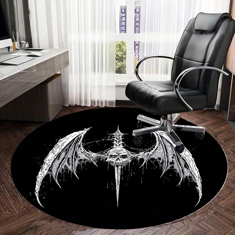 1pc Office Carpet Chair Mats Gothic Winged Skull with Spear Perfect for Decorating Office Chairs, Living Rooms, Or Bedrooms.YDT135