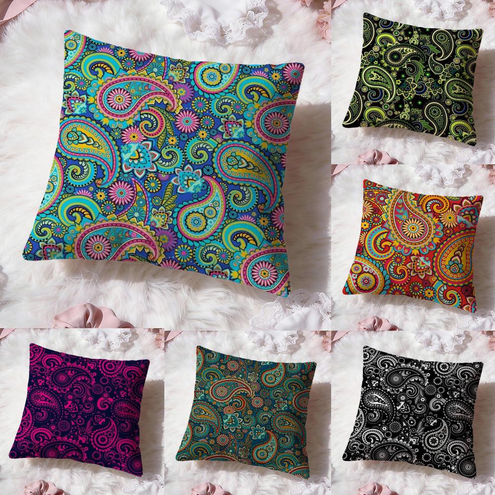 Painted Design P-PaisleyS Cushion Cover Premium Comfort Reversible Pillow Cove -Two In One Design for Any Room & Car Interior