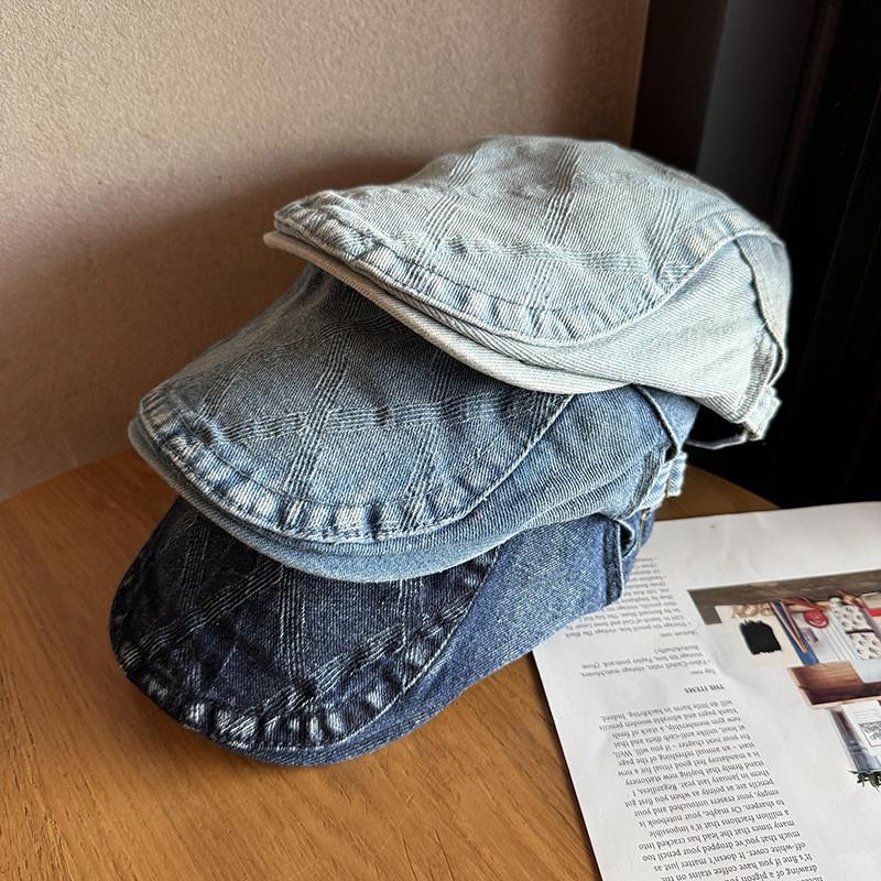 Retro Solid Simple Color Striped Neutral Casual Beret For Autumn And Winter