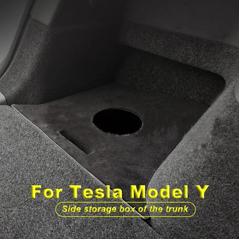 Rear Trunk Side Storage Pad Box Organize Bags Pockets Gap Filler For Tesla Model Y Car Styling Accessories