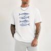 2026 New Fish Pattern Print High Quality 100 Cotton Tshirt with Round Neck Summer Trend Short Sleeves Street Hip Hop Top